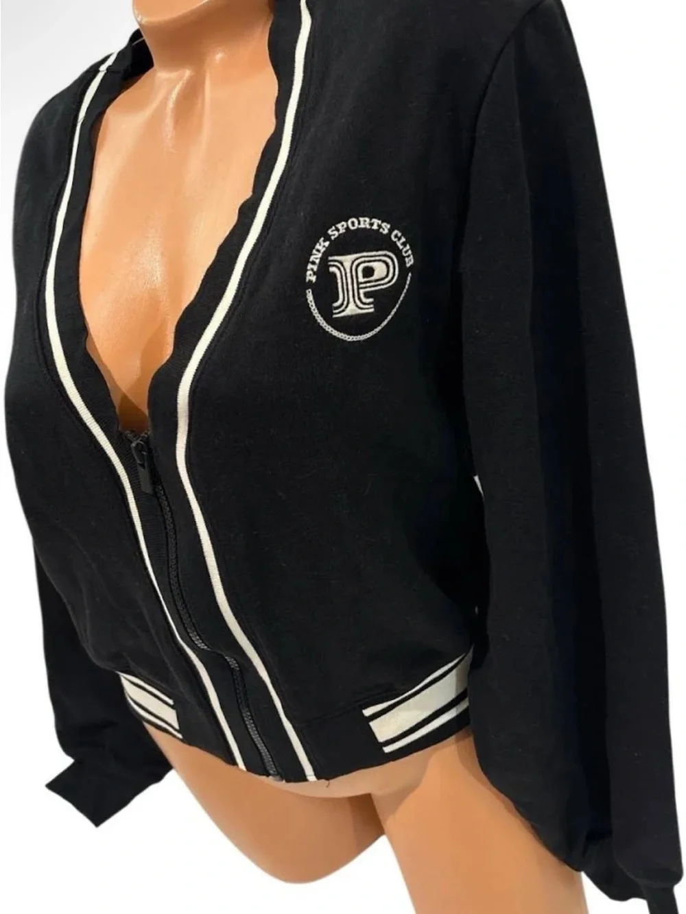 PINK Victoria's Secret Black Zip-Front Varsity Jacket INCLUDES matching skort. - Picture 2 of 6